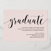 Invitation En Aluminium Calligraphie moderne Photo Graduation Rose Gold (Verso)