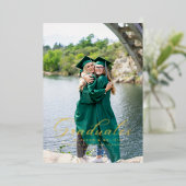 Invitation En Aluminium Calligraphie moderne Photo Twin Graduation (Debout devant)