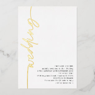 Invitation En Aluminium Calligraphie moderne QR Code Mariage Real Foil Inv