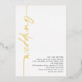 Invitation En Aluminium Calligraphie moderne QR Code Mariage Real Foil Inv (Recto)
