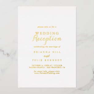 Invitation En Aluminium Calligraphie moderne Réception de mariage or