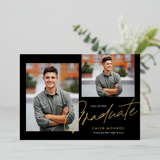 Invitation En Aluminium Calligraphie moderne Script 3 Diplôme photo (Debout devant)