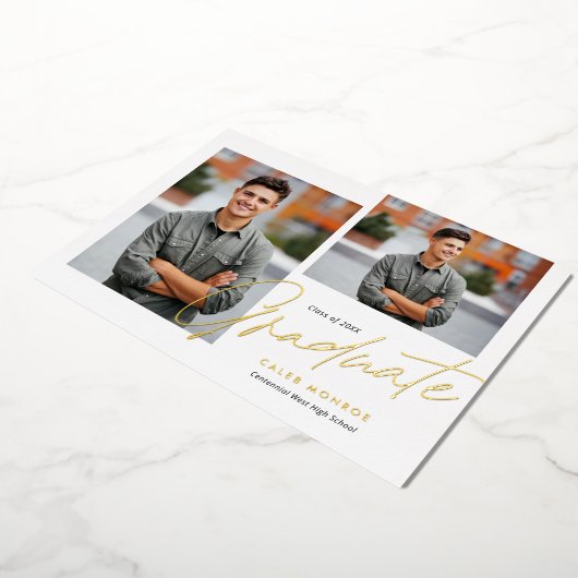 Invitation En Aluminium Calligraphie moderne Script 3 Diplôme photo (Rotation)