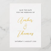 Invitation En Aluminium Calligraphie moderne simple Enregistrer la date Re (Recto)
