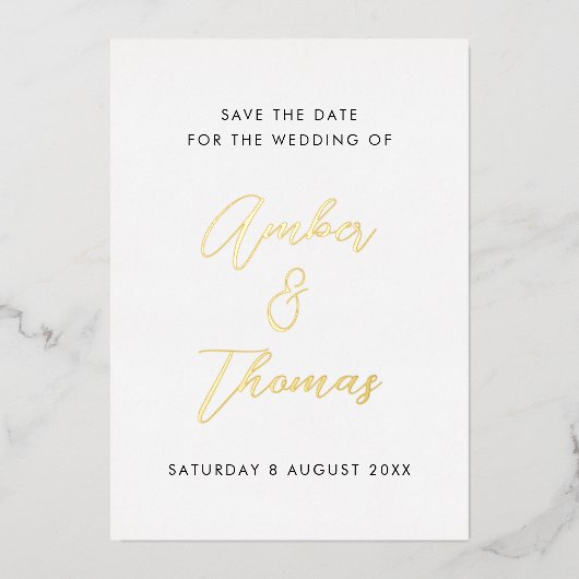 Invitation En Aluminium Calligraphie moderne simple Enregistrer la date Re (Recto)