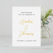 Invitation En Aluminium Calligraphie moderne simple Enregistrer la date Re (Debout devant)