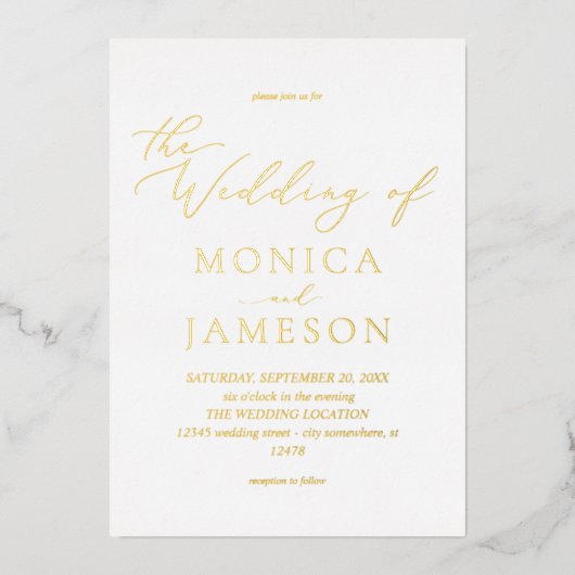 Invitation En Aluminium Calligraphie moderne V2 Mariage (Recto)