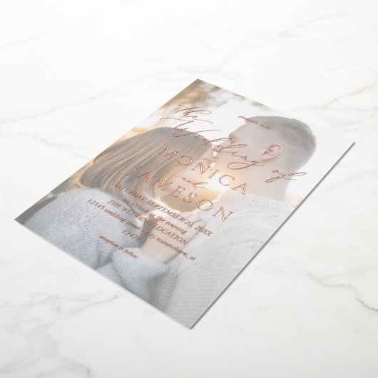 Invitation En Aluminium Calligraphie moderne V2 Mariage photo (Rotation)