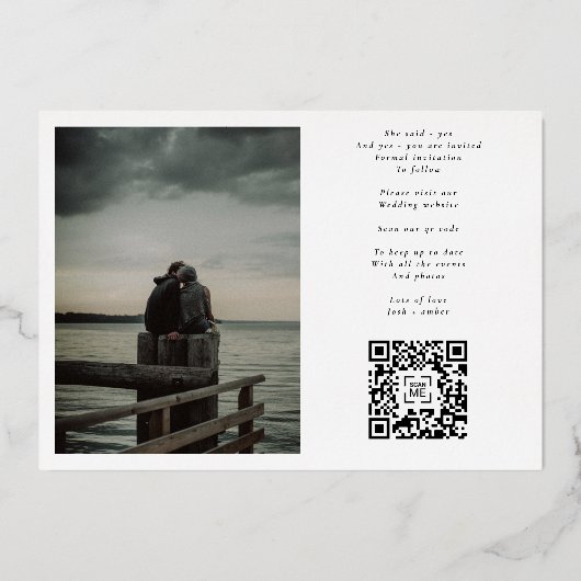 Invitation En Aluminium Calligraphie or Elegant Formelle QR Code Photo (Verso)