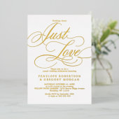 Invitation En Aluminium Calligraphie or rien fantaisie juste amour mariage (Debout devant)
