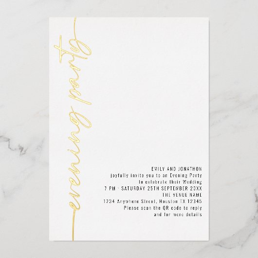 Invitation En Aluminium Calligraphie QR Code Soirée Mariage Réel (Recto)