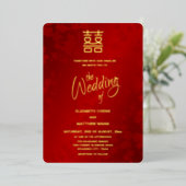 Invitation En Aluminium Calligraphie Red Gold Mariage chinois (Debout devant)