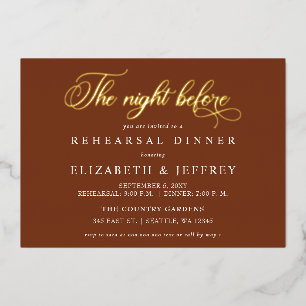 Invitation En Aluminium Calligraphie Rouille La Nuit Avant Le Dîner De Rép