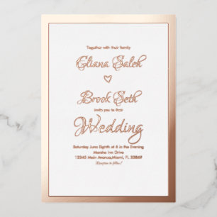 Invitation En Aluminium Calligraphie Script cardiaque Mariage moderne pres
