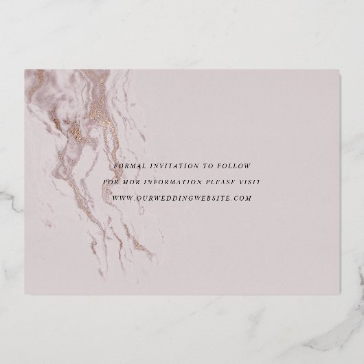 Invitation En Aluminium Calligraphie Script Enregistrer la date Photo Gold (Verso)