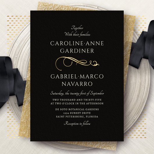 Invitation En Aluminium Calligraphie Script Mariage Romantique