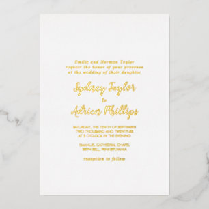 Invitation En Aluminium Calligraphie simple dos en or mariage formel or 