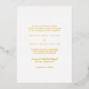 Invitation En Aluminium Calligraphie simple Mariage traditionnel Or
