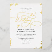 Invitation En Aluminium Calligraphie sophistiquée Mariage d'or blanc ivoir (Recto)
