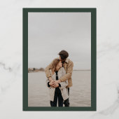 Invitation En Aluminium Calligraphie verte chic mariage or (Verso)