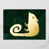 Invitation En Aluminium Caméléon vert mignon (Recto)