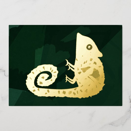 Invitation En Aluminium Caméléon vert mignon (Recto)
