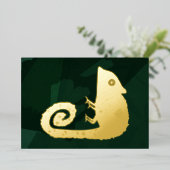 Invitation En Aluminium Caméléon vert mignon (Debout devant)