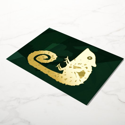 Invitation En Aluminium Caméléon vert mignon (Rotation)