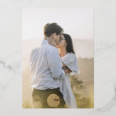 Invitation En Aluminium Camélia encrée mariage brun et or (Verso)