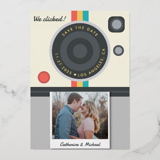 Invitation En Aluminium Caméra instantanée Couple Photo Mariage unique (Recto)