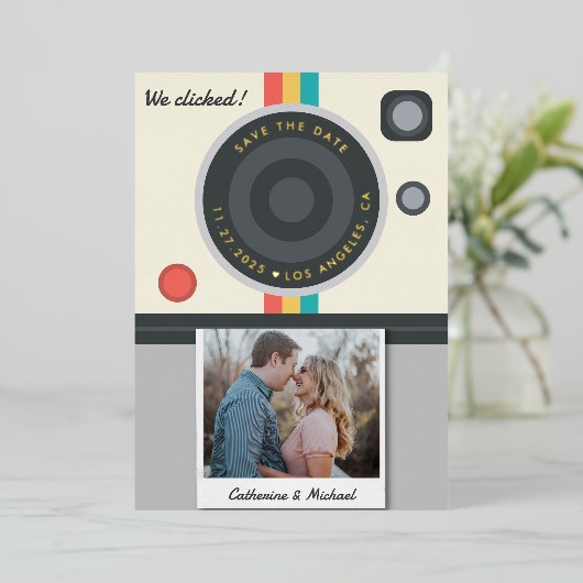 Invitation En Aluminium Caméra instantanée Couple Photo Mariage unique (Debout devant)