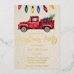 Invitation En Aluminium Camion de Noël & Lumières Fête de Noël Faux Kraft