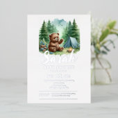 Invitation En Aluminium Camping Baby Bear in the Woods Baby shower (Debout devant)