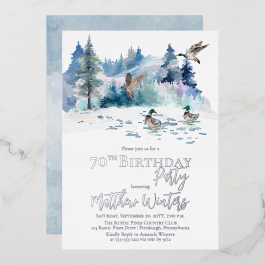 Invitation En Aluminium Canards Forêt forestière Nature 70e fête d'anniver (Recto/Verso)