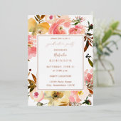 Invitation En Aluminium Candy Pink & Jaune Floral Graduation Party (Debout devant)