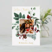 Invitation En Aluminium Cardinal Bird & Pine Joyeux Noël Photo (Debout devant)