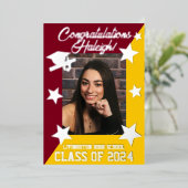 Invitation En Aluminium Cardinal Red/Gold/Silver, Diagonal Graduation (Debout devant)
