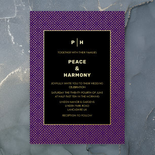 Invitation En Aluminium Carnaby Confetti Gold violet Mariage noir