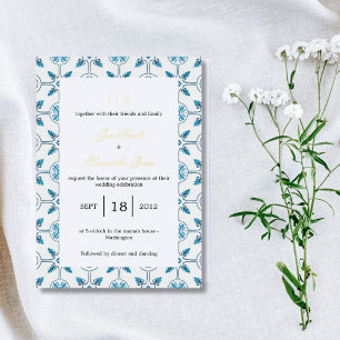 Invitation En Aluminium carreau italien bleu