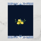 Invitation En Aluminium Carrelage bleu Citron italien Mariage méditerranée (Verso)