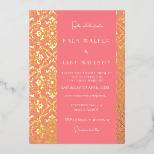 Invitation En Aluminium Carrelage italien rose (Retro-Dotted)