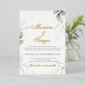 Invitation En Aluminium Carton d'invitation de mariage à la verdure élégan (Debout devant)