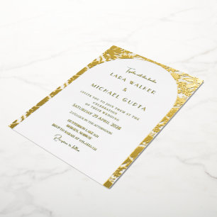Invitation En Aluminium Carton d'invitation de mariage doré à la feuille D