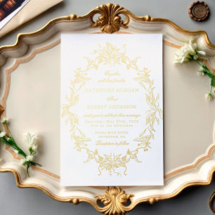 Invitation En Aluminium Carton d'invitation de mariage élégant à motif flo