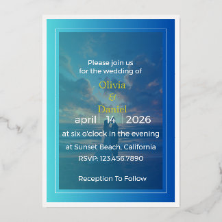 Invitation En Aluminium Carton d'invitation de mariage élégant bleu océan