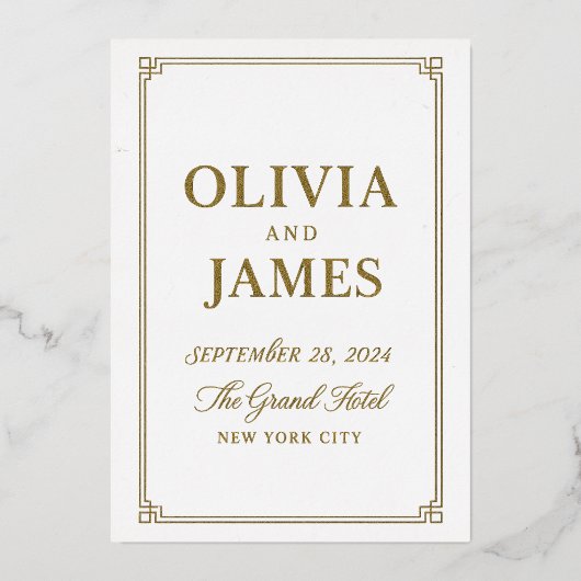 Invitation En Aluminium Carton d'invitation de mariage en feuille d'or – M (Recto)