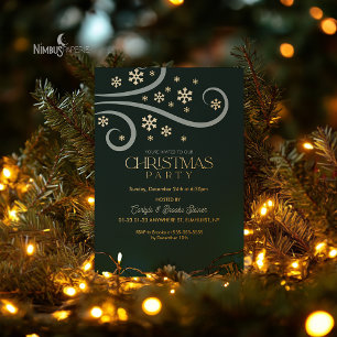 Invitation En Aluminium Carton d'invitation de Noël vert à motif de flocon