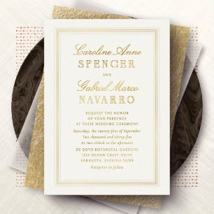 Invitation En Aluminium Carton d'invitation doré pour mariage vintage form