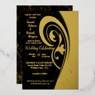 Invitation En Aluminium Carton d'invitation en feuille d'or filigranée ins