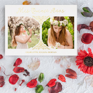 Invitation En Aluminium Carton d'invitation espagnol Quinceañera avec effe